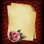 Rose Background, Old Paper Frame