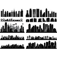 City Skyscrapers Silhouette Set 05