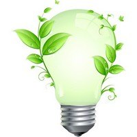 Green Leaf and Energy Saving Lamp Vector