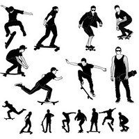 Skateboarders silhouette