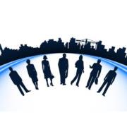 Business people and urban construction silhouette Vector Art