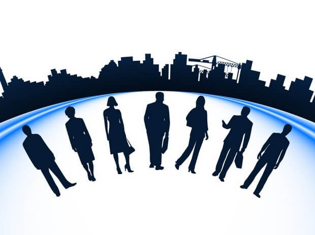 Business people and urban construction silhouette Vector Art png