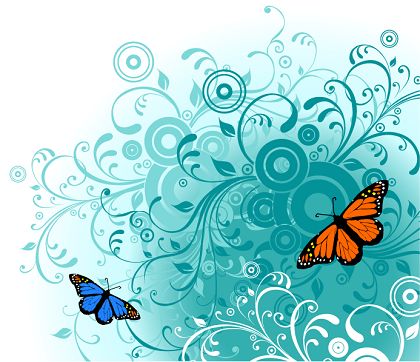 Flowers and Butterfly Graphics Vector Art png