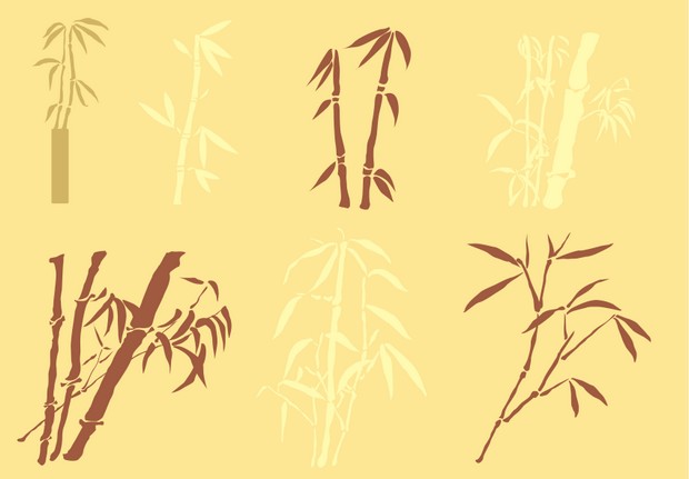 Bamboo silhouettes vector material png