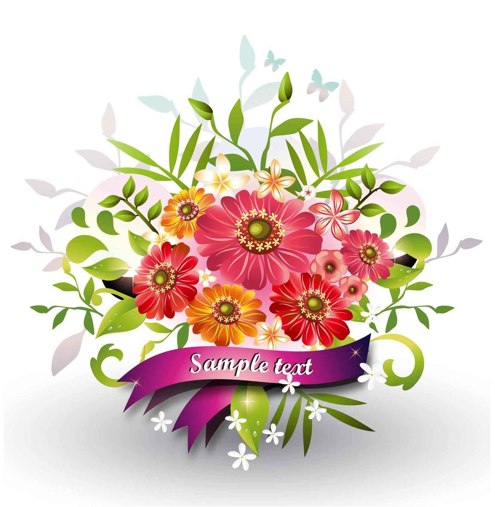 Download Flowers with Ribbon Vector Download Vector