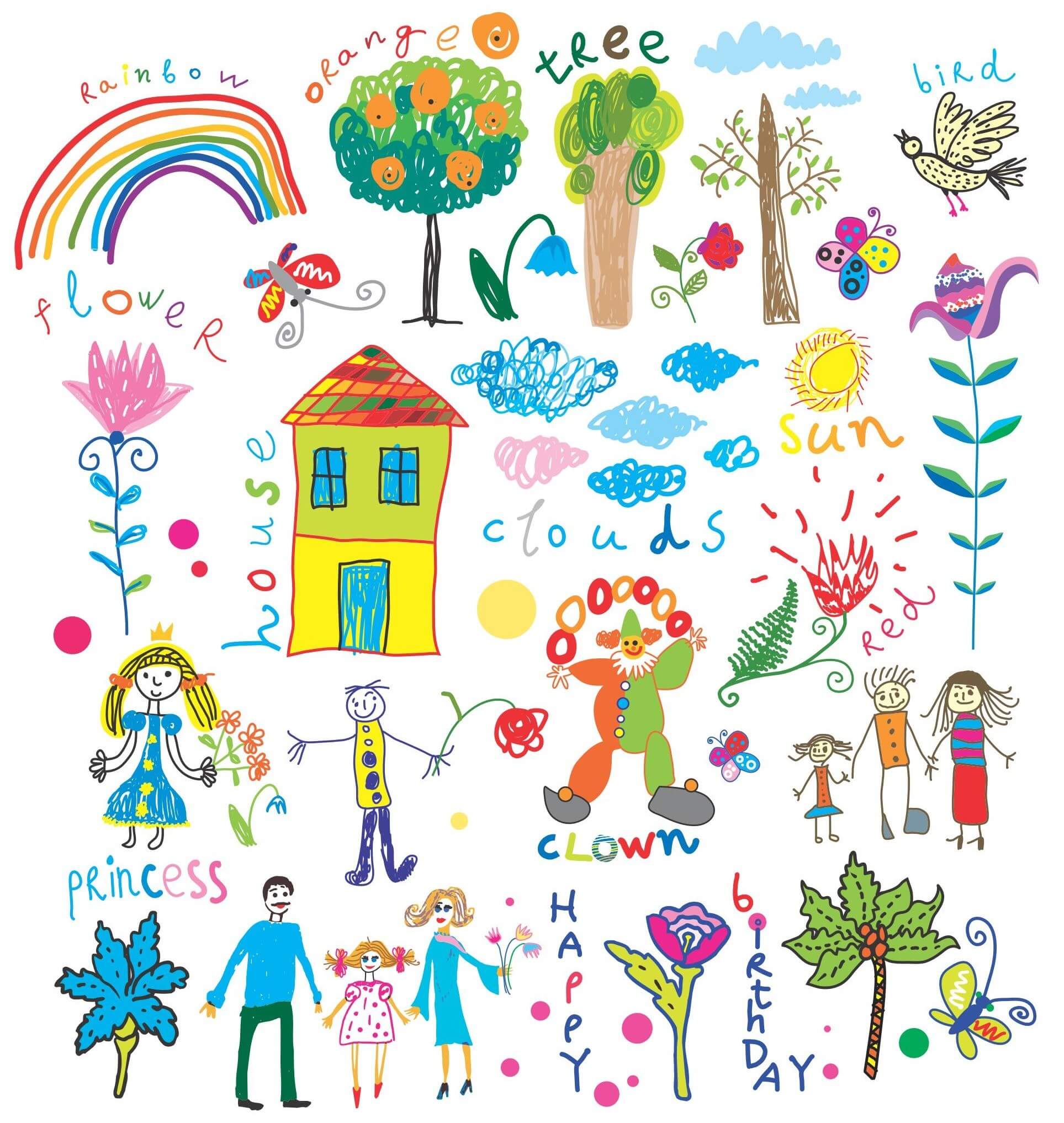 Hand Painted Childrens Vector png