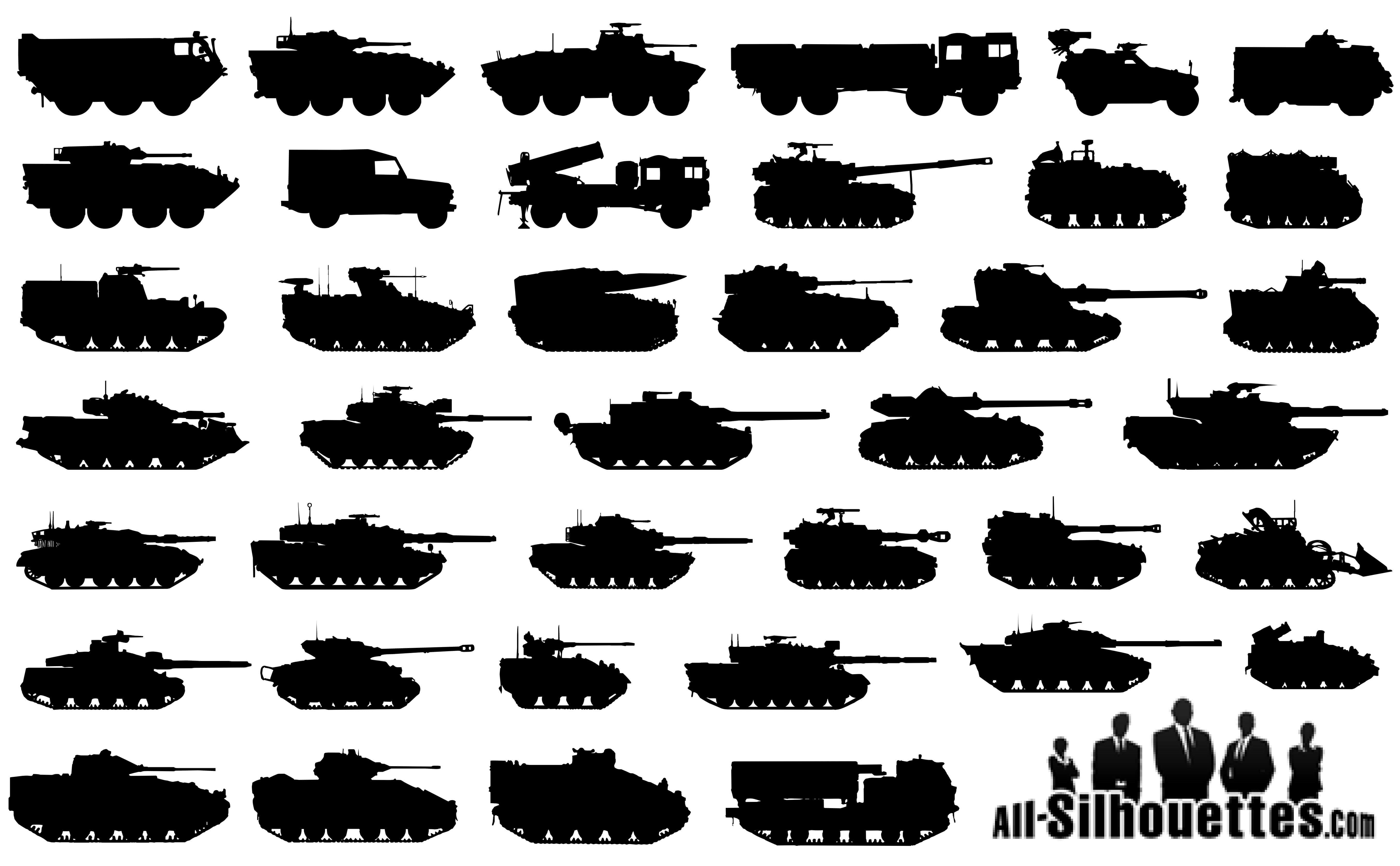 Military Tanks Silhouettes png