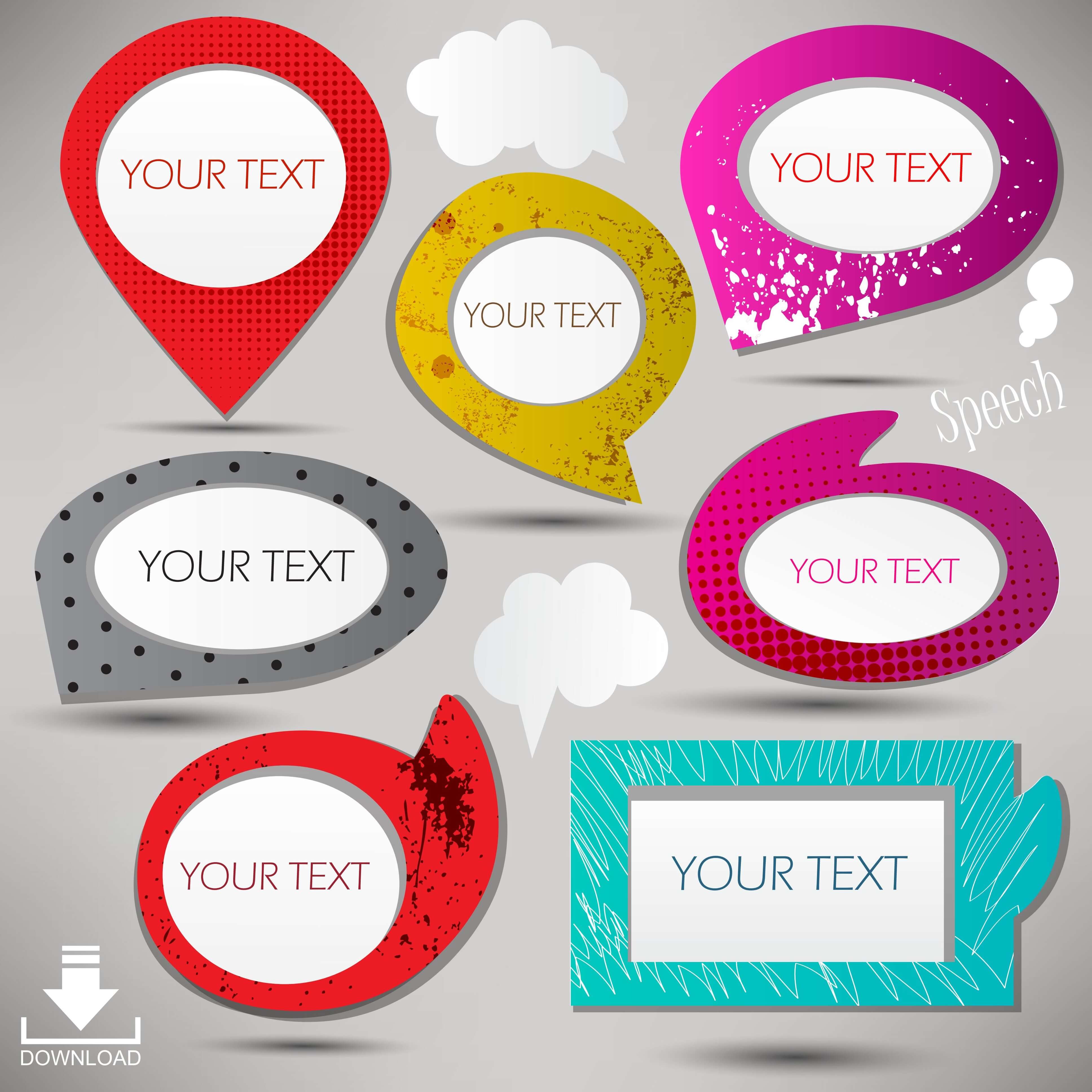 Speech bubble labels and stickers 03 png