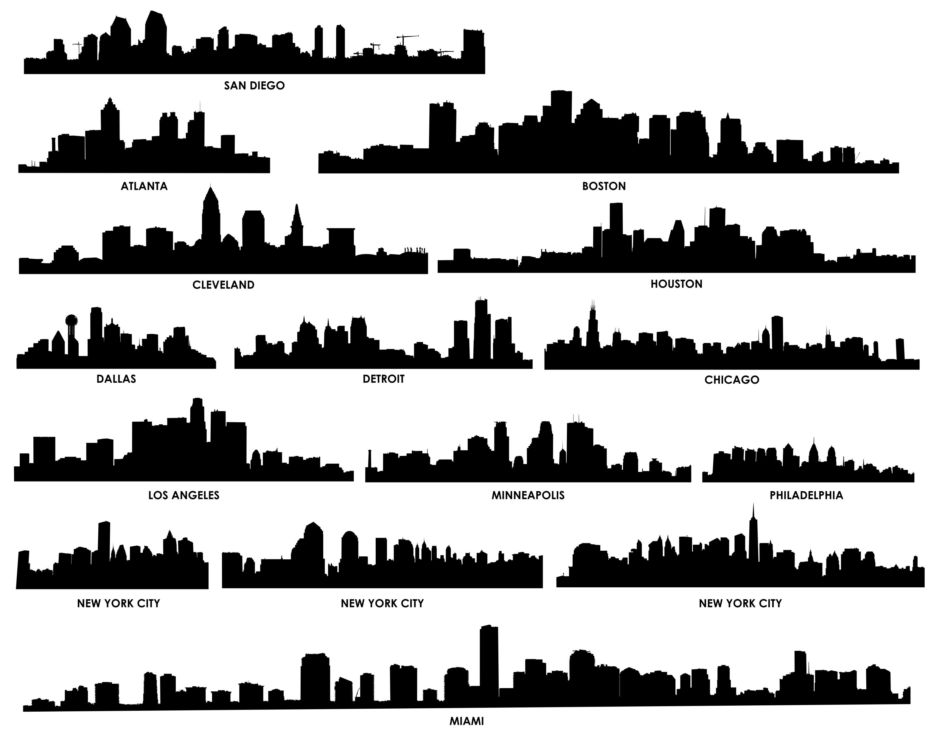 City Skyline Silhouette 02 png