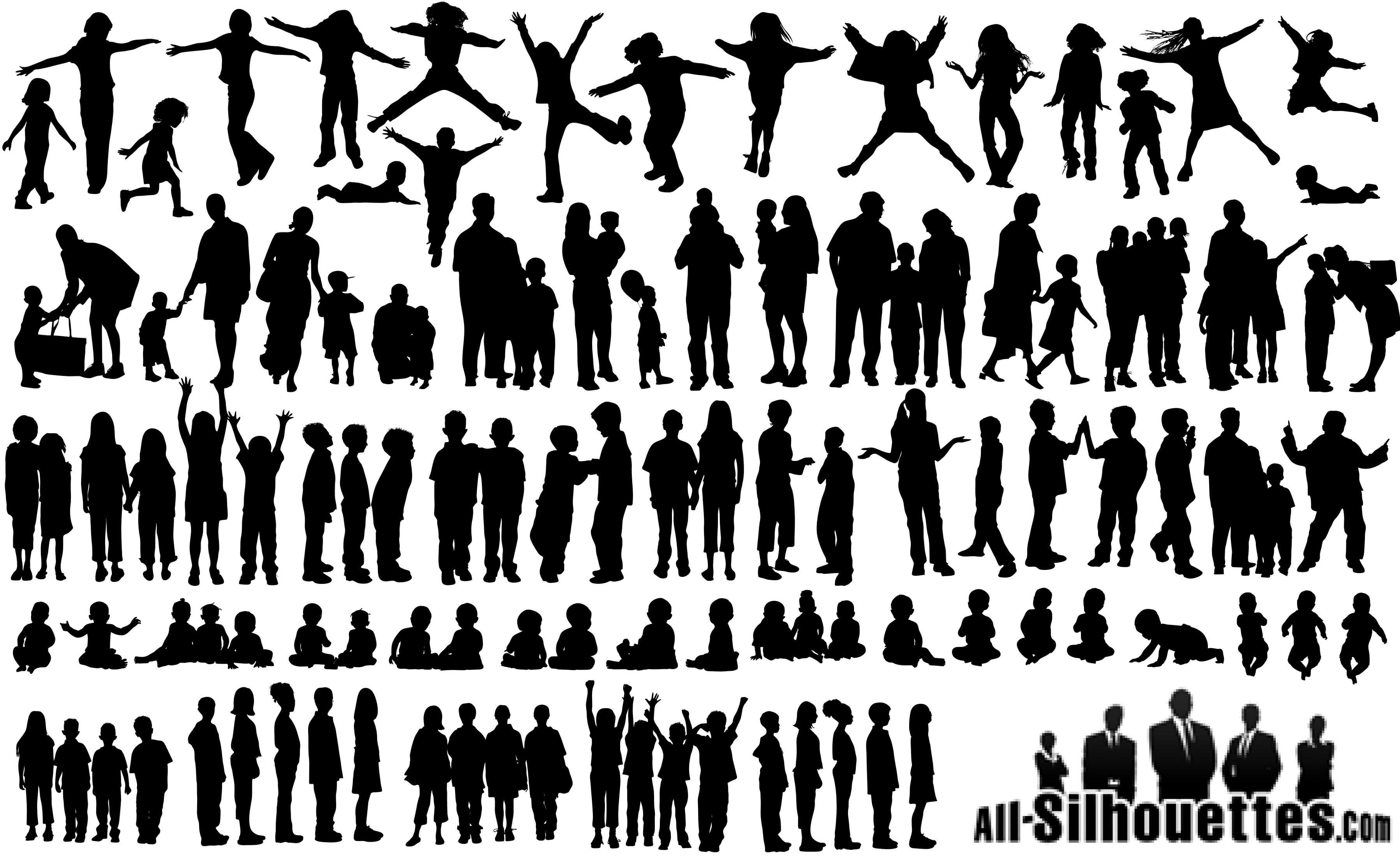 60 Children Kids Teens Silhouettes png