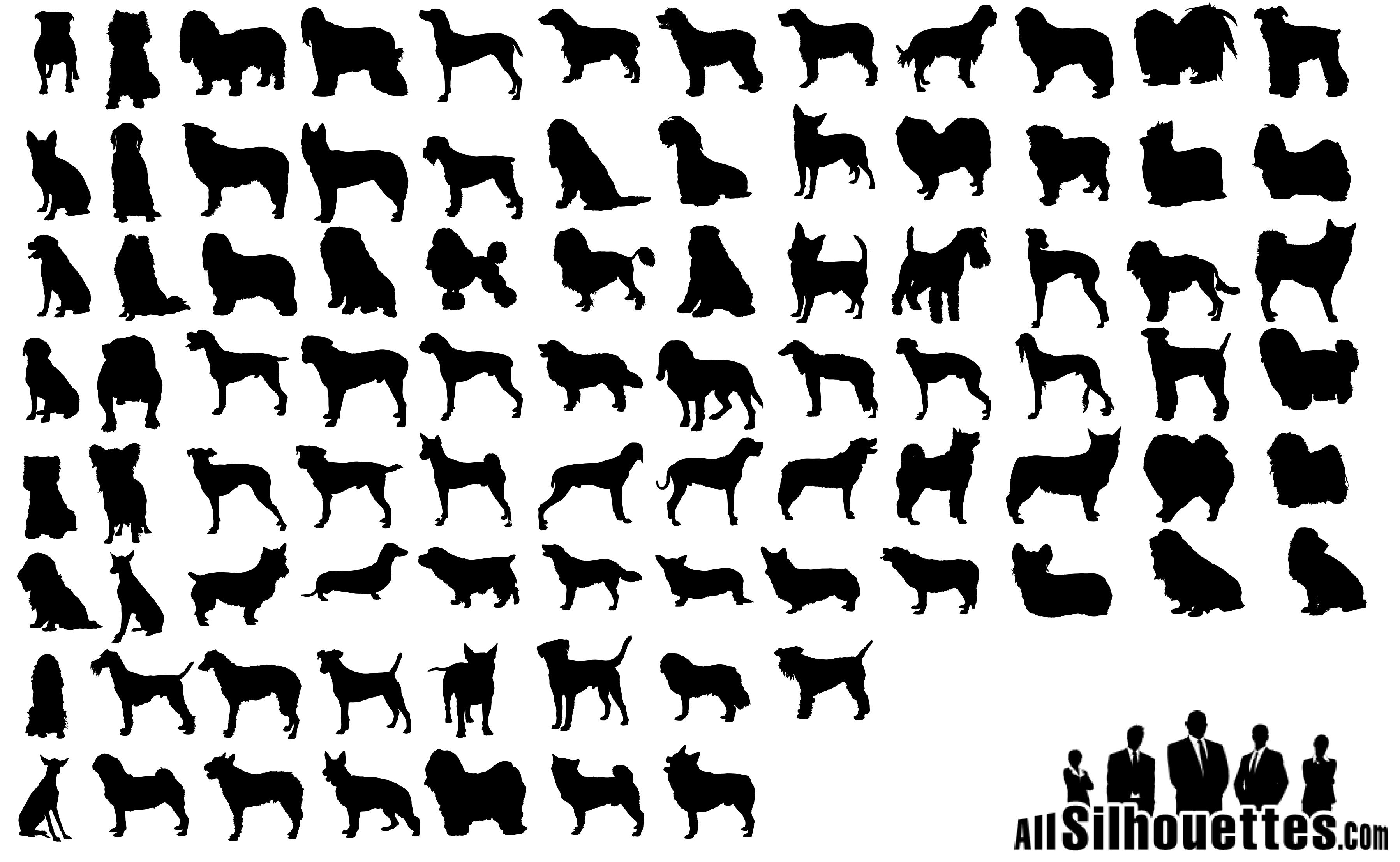 80 Dogs Silhouettes png