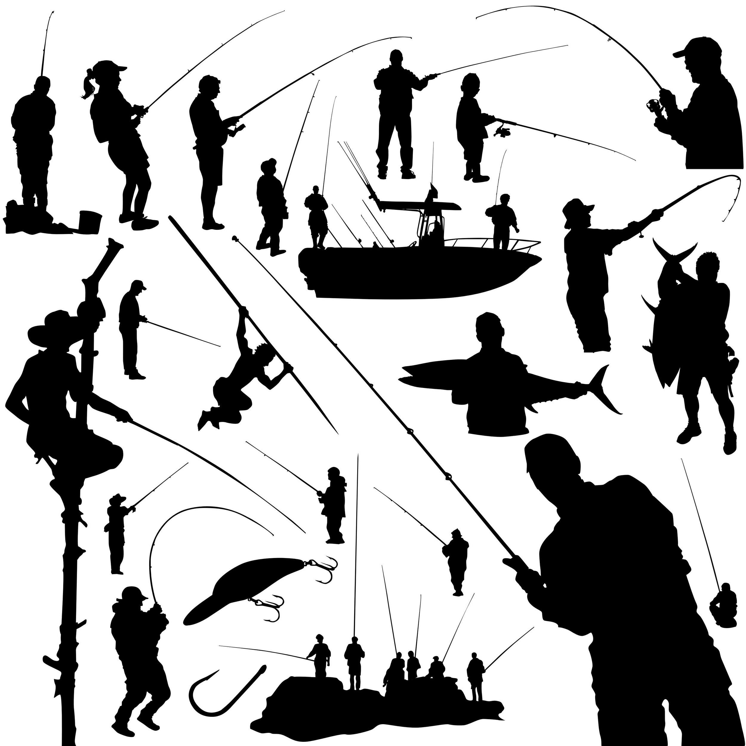 Fisherman Silhouettes png