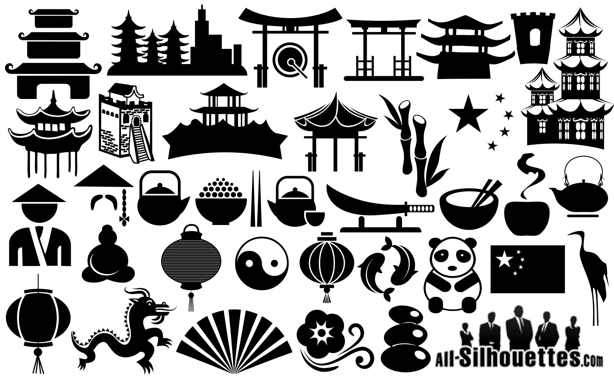 China Symbols Silhouettes png