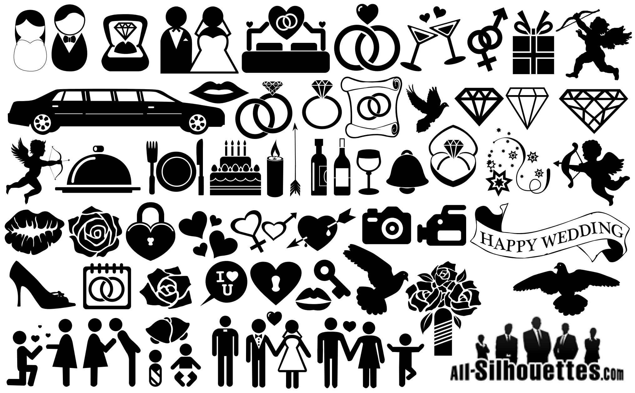 Wedding Icons Symbols Silhouette png