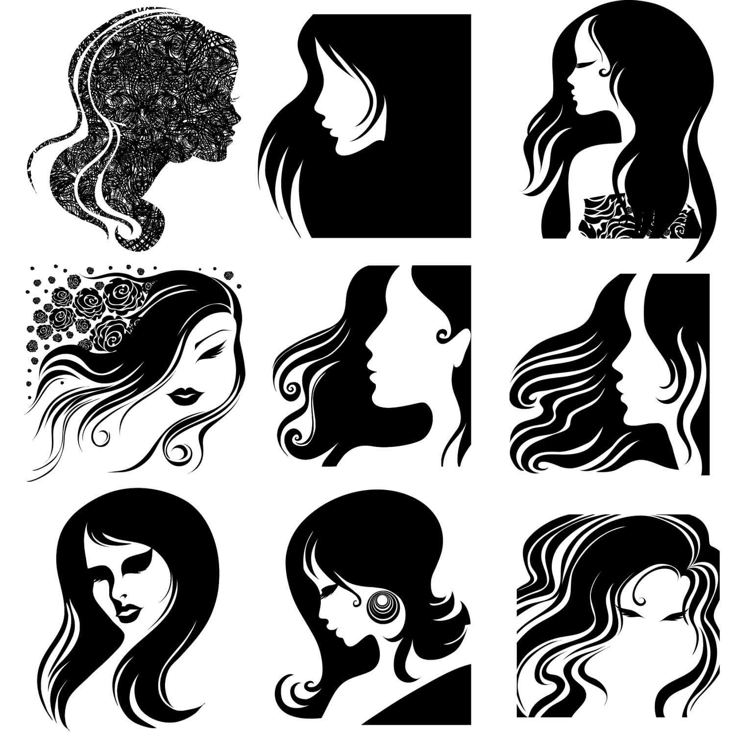 Female Head Silhouettes Download Vector