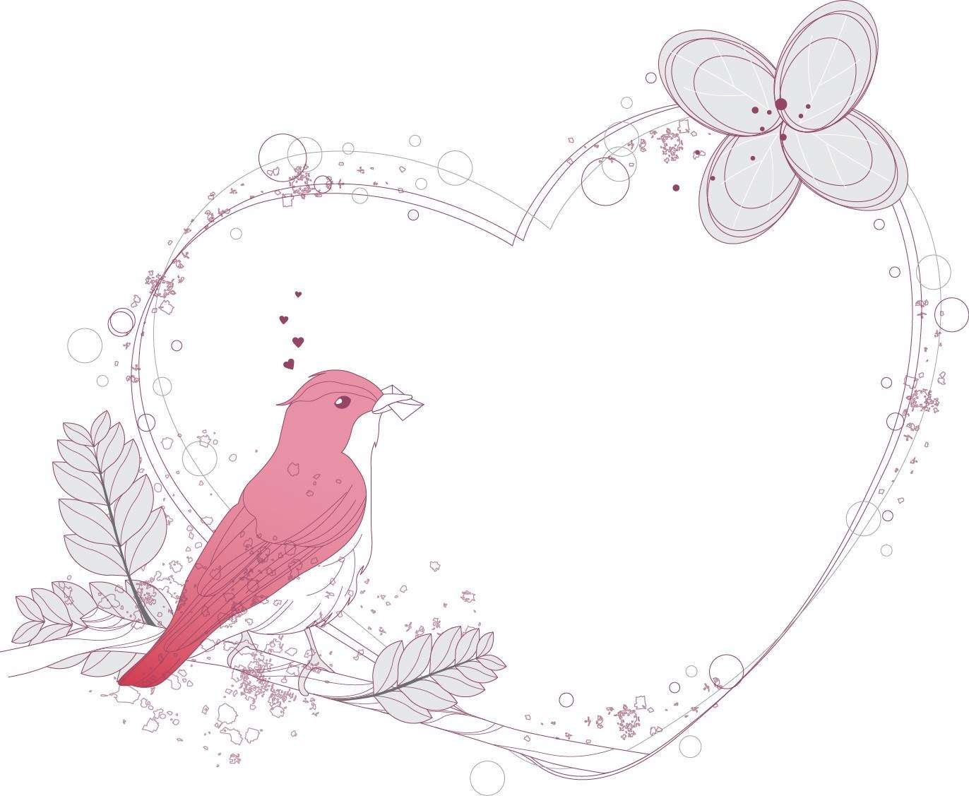 Heart, Bird, Decorative, Frame, Romantic png