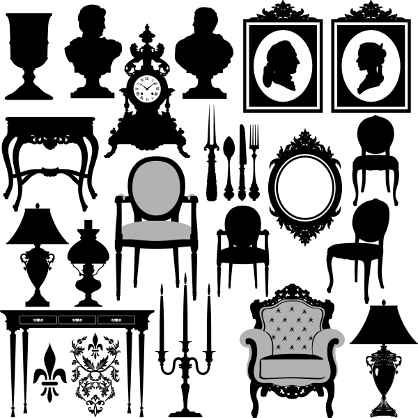 Antique Furniture Silhouette Vector png