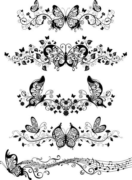 Floral with Butterflies Vector png