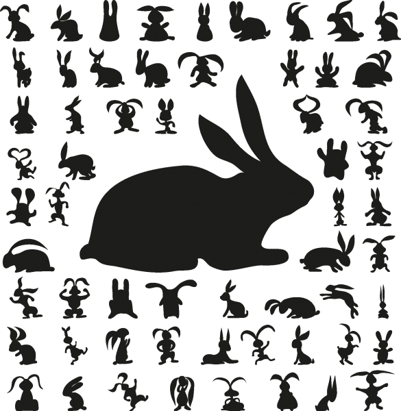 Cute bunny silhouettes png