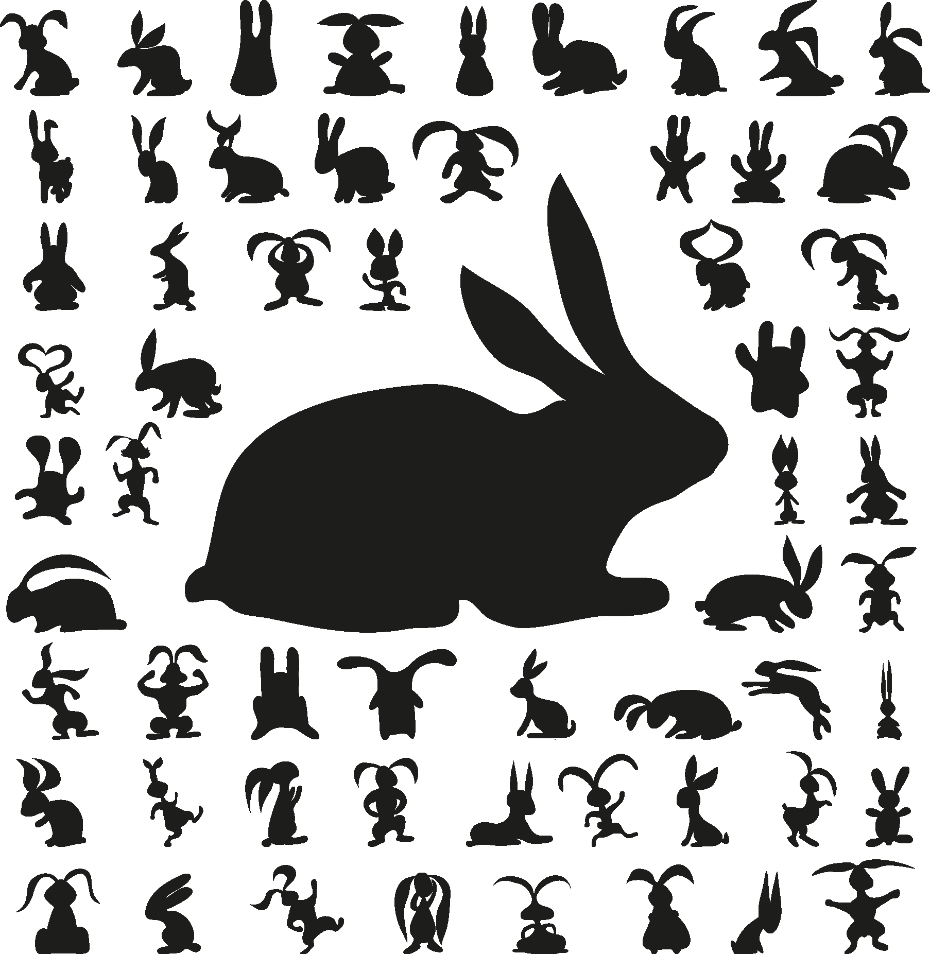 Cute bunny silhouettes Download Vector