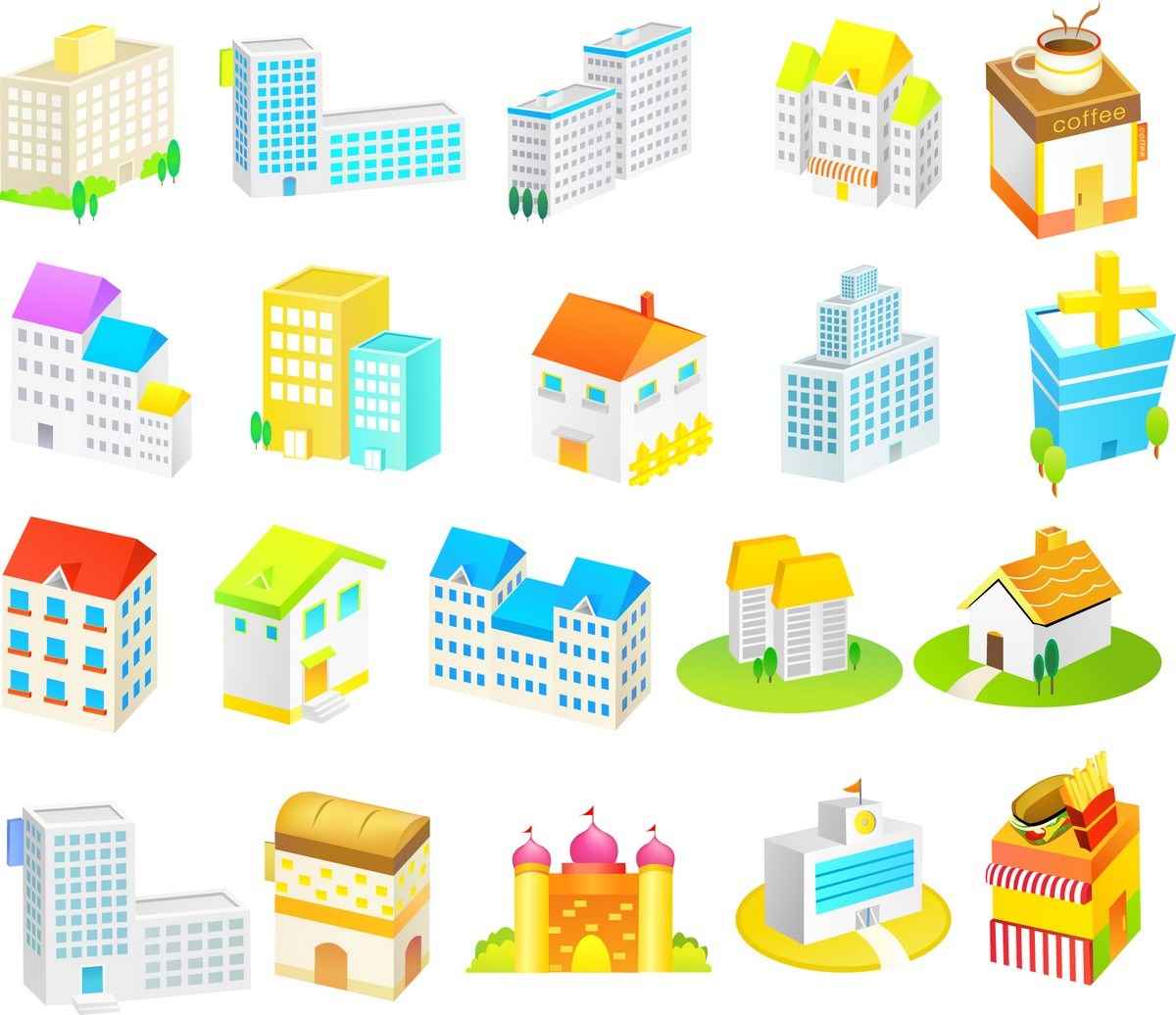 Cartoon Construction Icons 01 png