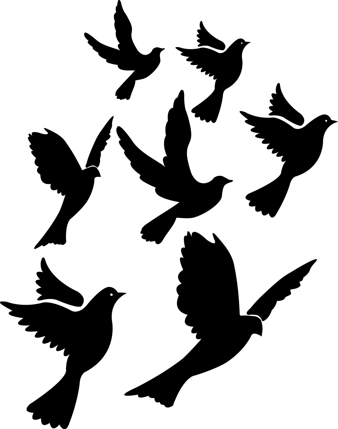 Flying pigeons silhouette png