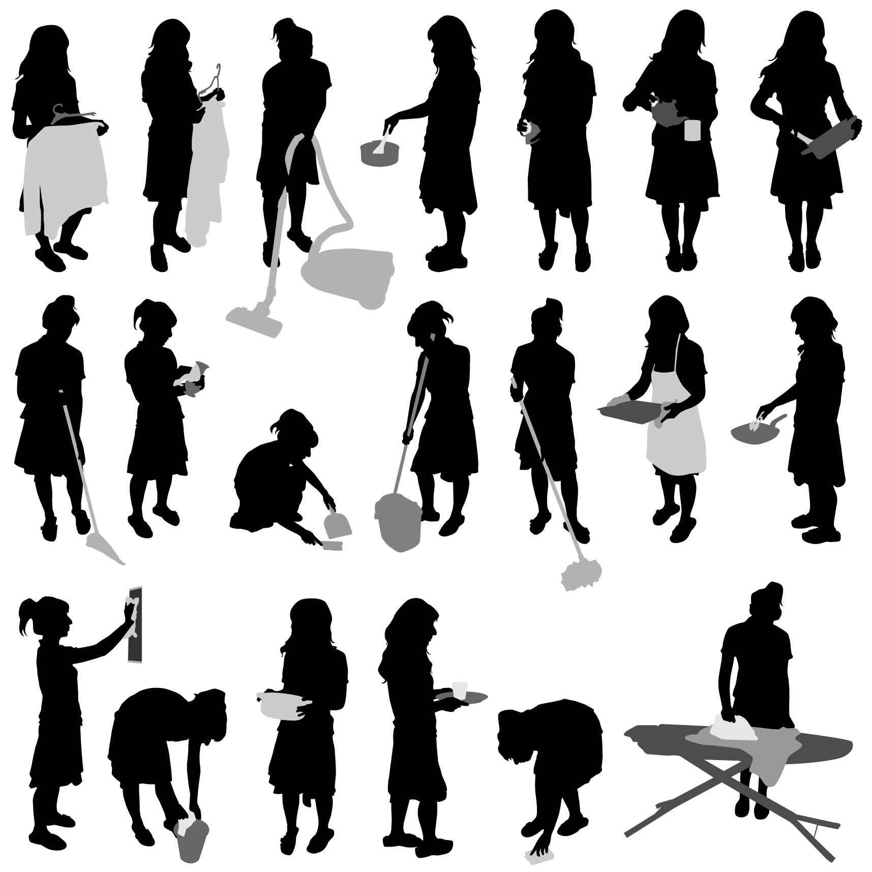 Doing housework action silhouette png
