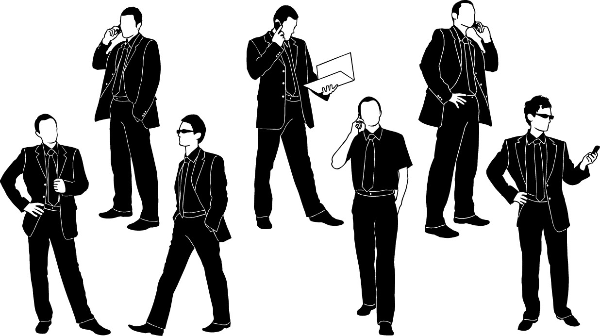 Businessman in black suit silhouette png