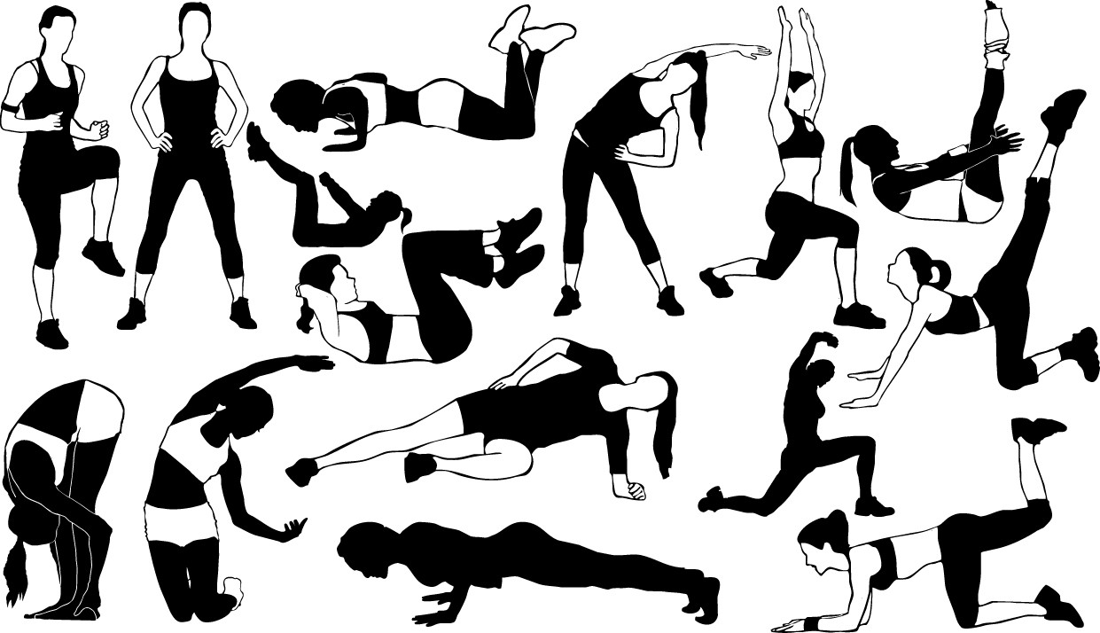 Fitness girl silhouettes png