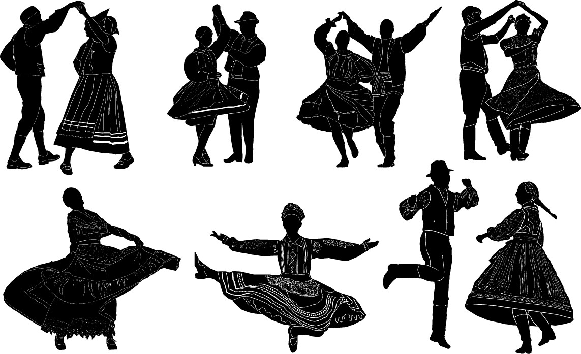 Folk dance silhouettes png