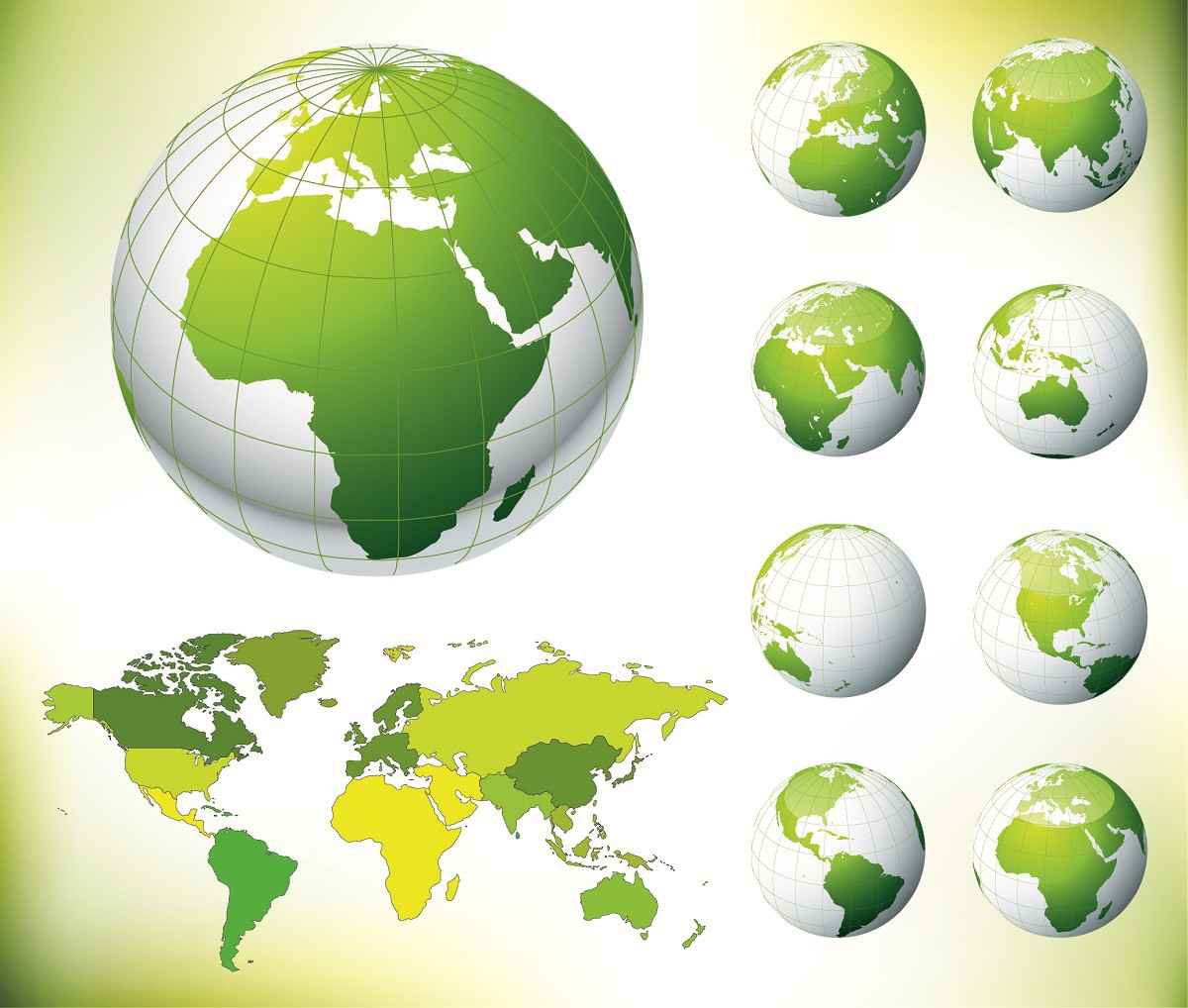 Globe with Green Map png