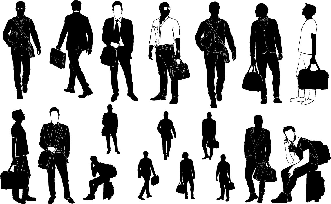 Man with handbag silhouette png