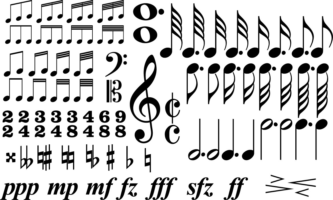 Music symbols silhouettes png
