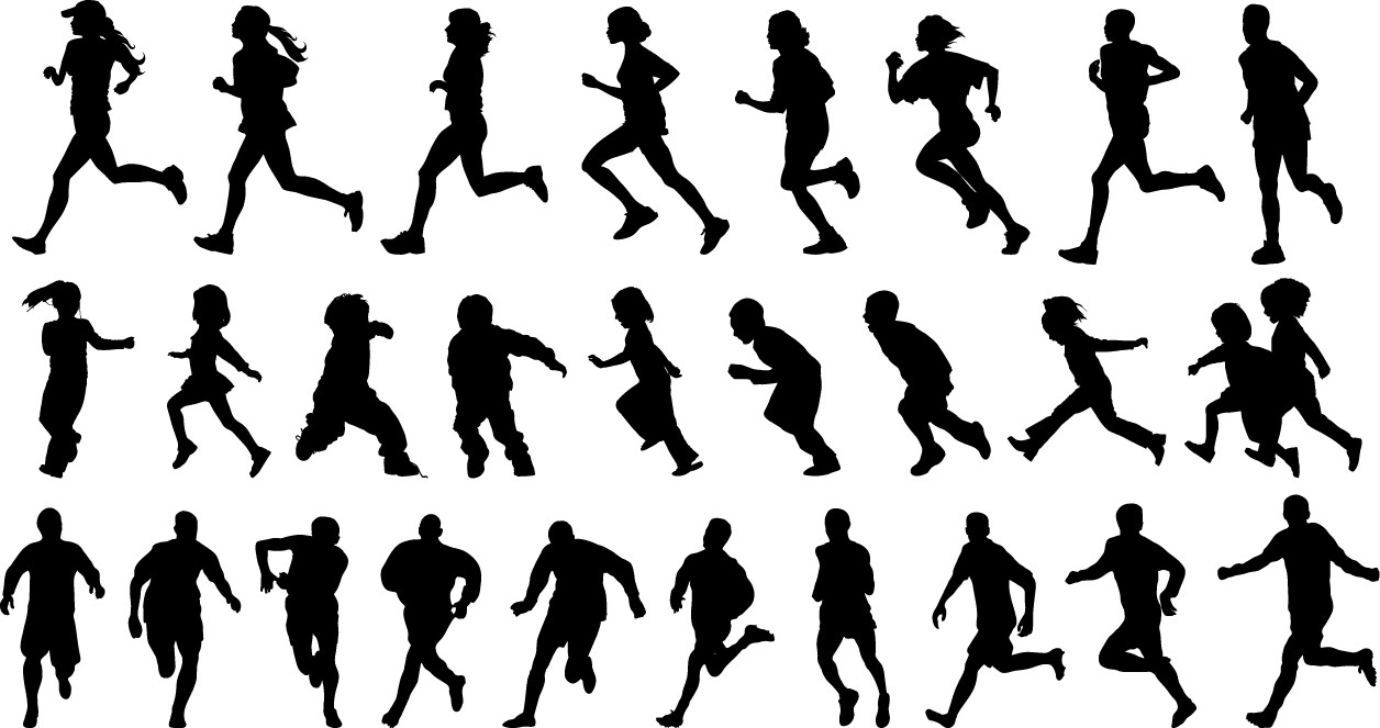People running silhouette png