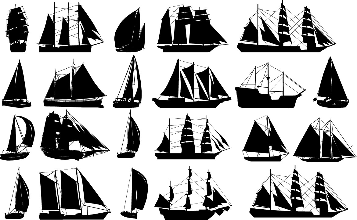 Sailboats silhouettes png