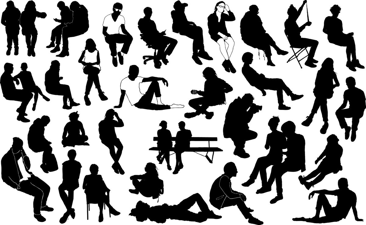 Sitting people silhouettes png