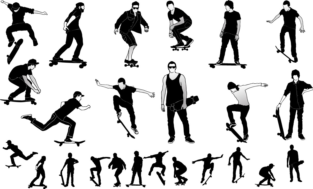 Skateboarders silhouette png